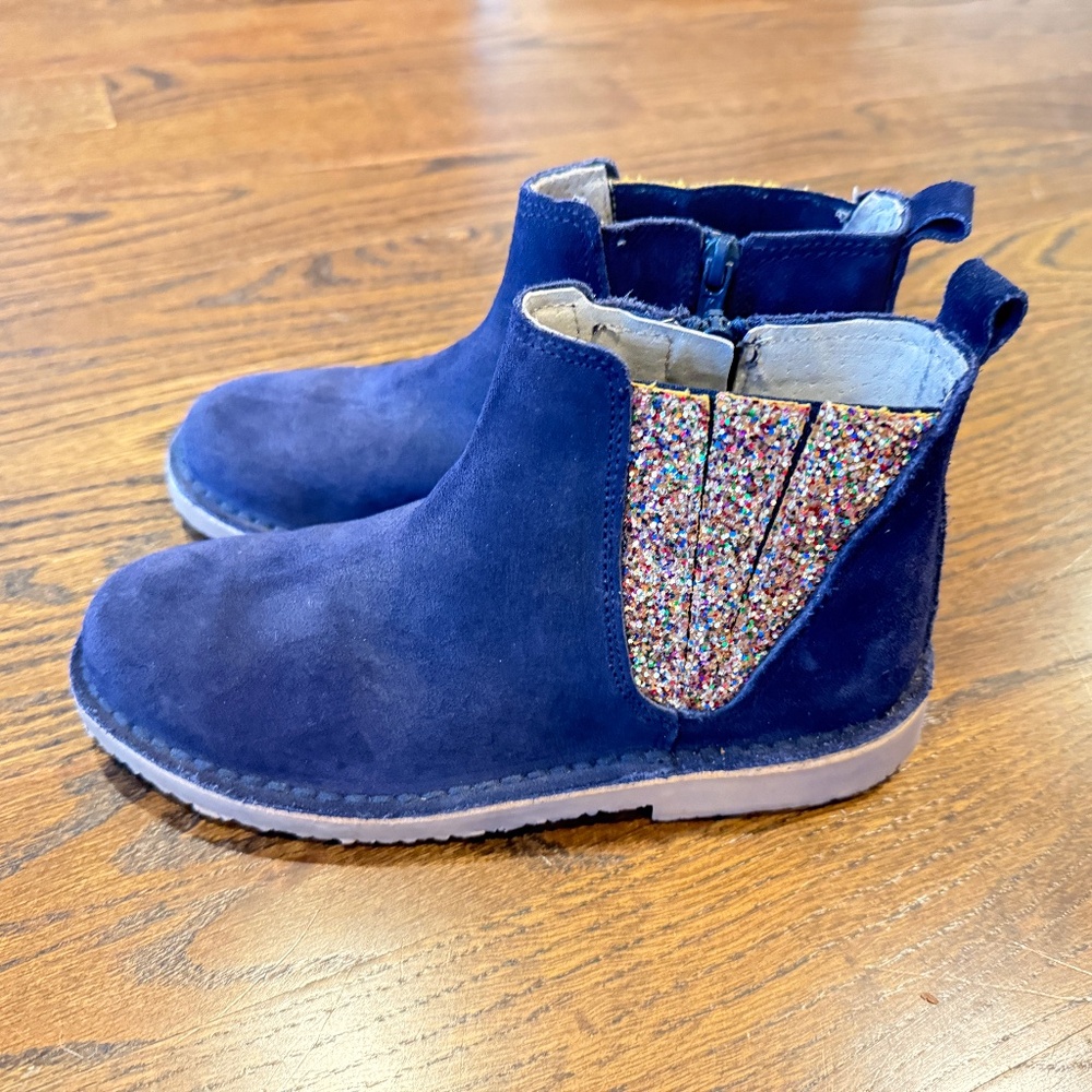 Girls' ChildrenChic Navy & Glitter Suede Chelsea Boot